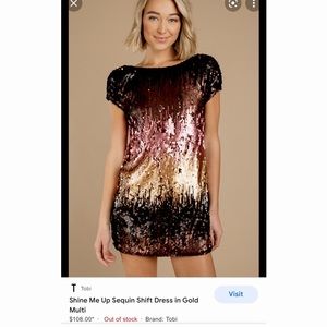 Tobi Shine Me Up Sequin Shift Dress in Gold Multi